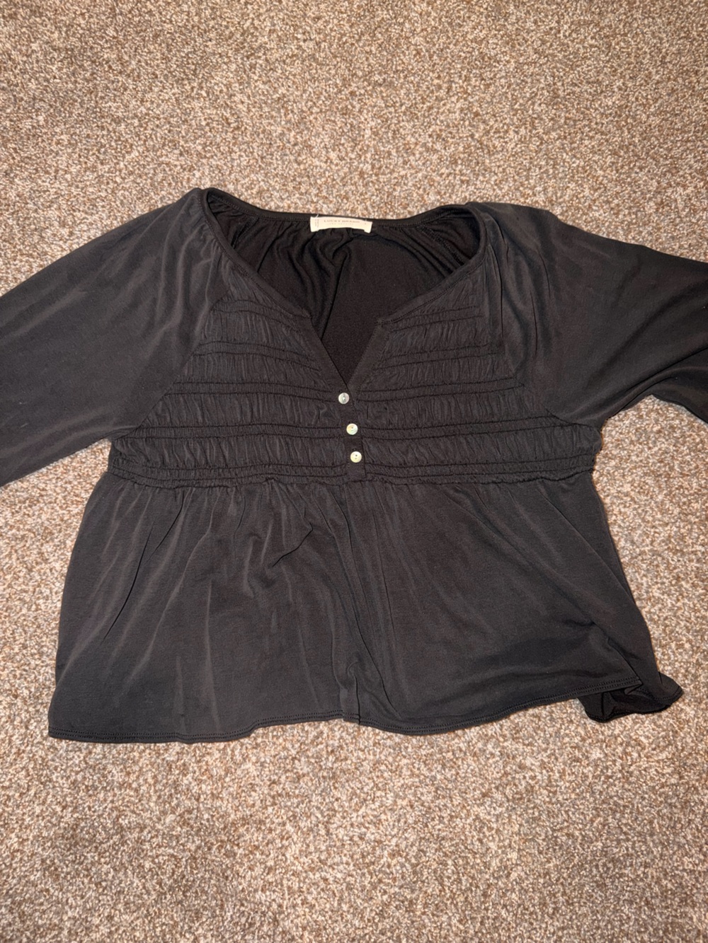 Lucky Brand Black Women's Button-Front Peplum Top